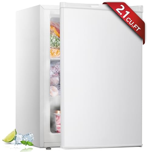 Upright freezer 1.1 Cu.ft, 7-grade Thermostat Control, Mini Freezer with Reversible Single Door, Removable Shelves, Small Freezer for Bedroom, Garage, Office (Silver)