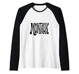 montauk vintage tipografia design new york hamptons ny maglia con maniche raglan