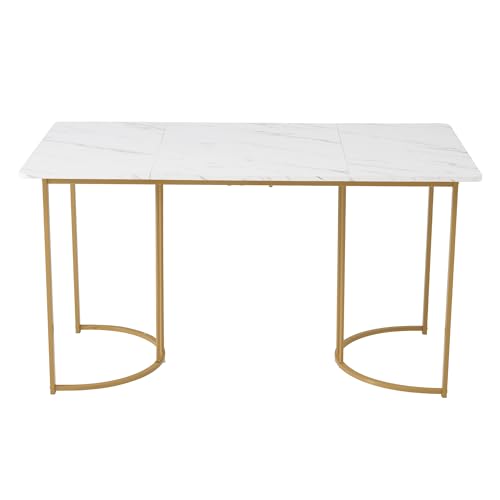 Table rectangulaire 140x80 structure métal et motif marbre
