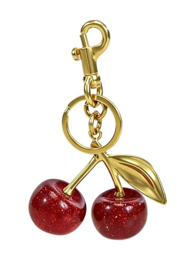 LICZINOIZO Adorable Cherry Keychain for Purses - Cute Leather Bag Charm for Women Fashion Keyring Accessory for Handbags Car Keys & More