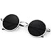 KANSATAL Gafas de Sol Hombre Redondas Polarizadas Gafas de Sol Mujer Retro Vintage John Lennon Pequeñas Round Sunglasses Conducir Metal Circulo Accesorios Baratas Negras Plata
