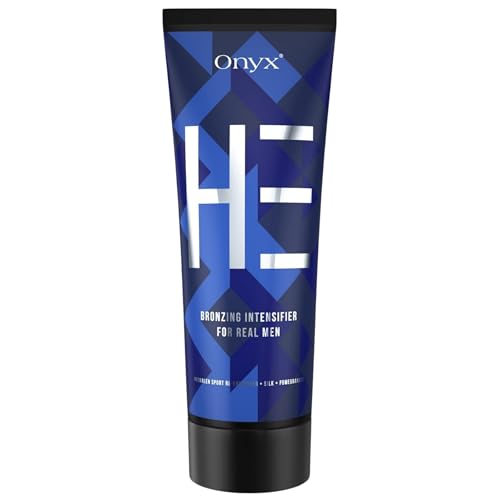 Onyx HE Tanning Bed Lotion for Men - Indoor Tanning Lotion Accelerator & Bronzer, Quick & Dark Tan, Men's Tanning Lotion with Skin Firming, Muscle Bronzing Complex & Moisturizing Formula