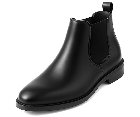 Men/Womens Chelsea Ankle Boots Slip Resistant Sole Fashion Footwear Elastic Side Plan Smart Casual Shoes Comfortable High Top Street Style Booties Modern Party Office Wear For Unisex (Black)-image-43