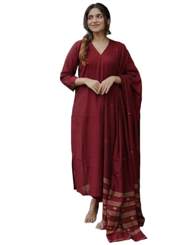 Kurta uni en rayonne avec pantalon et dupatta pour femme chic