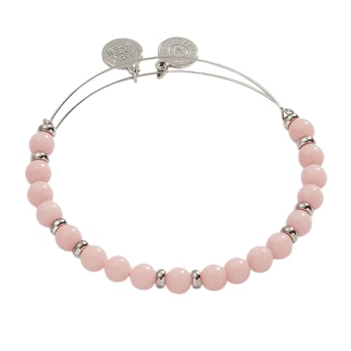 Alex and Ani Mauve Glow In The Dark Beaded Expandable Wire Bangle Bracelet, Shiny Silver Finish, Purple Charm, Expandable Bangle, 2 to 3.5 in