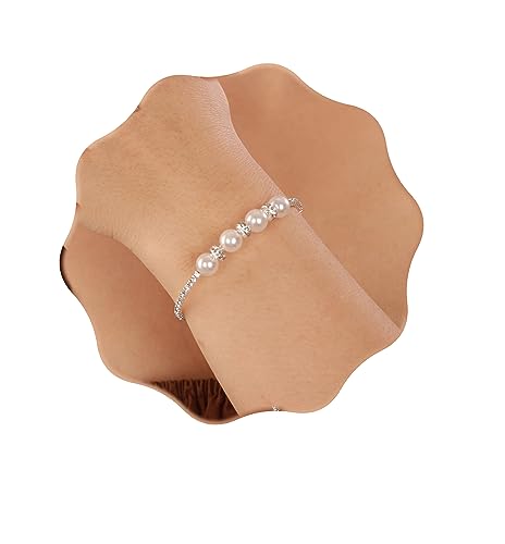 YERTTER Simple Vintage Open Cuff Pearl Crystal Bangle Bracelet Rhinestone Pearl Bangle Bracelet Gift for Women Brides for Prom Party Wedding Dating