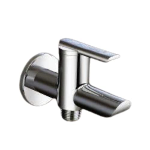 Image of Zap Ultra Cube Series Brass 2 Way Bib Cock with Wall Flange for Home, Kitchen and Bathroom