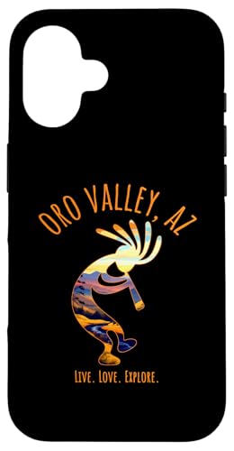 Carcasa para iPhone 16 Oro Valley Arizona USA Bailando Kokopelli Diseño del suroeste