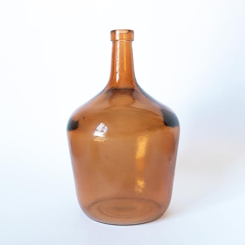 Damajuana en verre Bouteille décorative de style méditerranéen Vase artisanal pour maison et jardin 2 l (ambre)