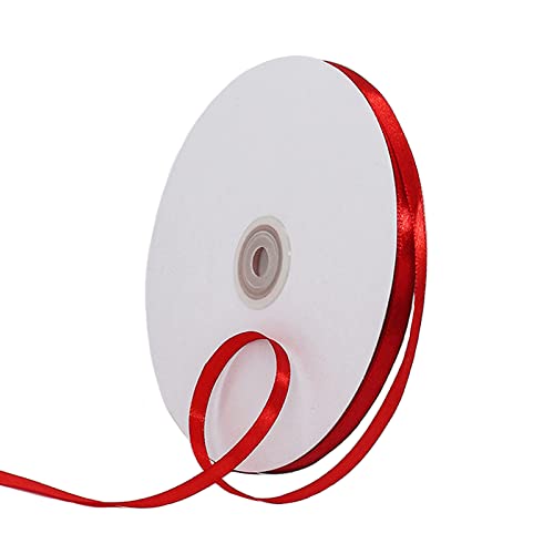 6mm x 91m Thin Dark Red Ribbon Wine Red Christmas Ribbon for Gift Wrapping 1/5 inch Slim Burgundy Satin Ribbon for Christmas Cake Xmas Gift Wrapping Bow Bouquet Crafts Decorations