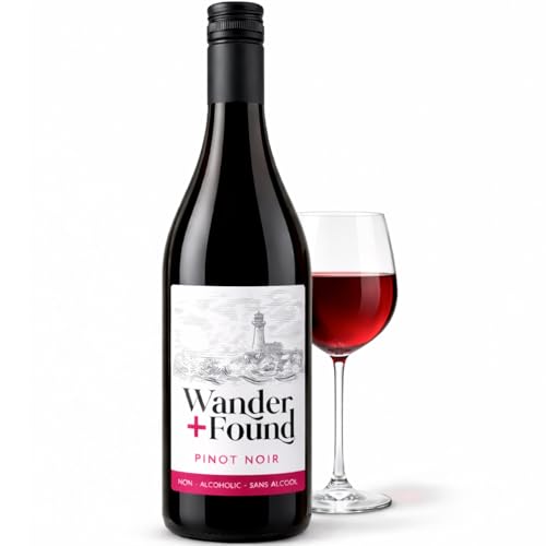 Wander + Found Non-Alcoholic Wine, Pinot Noir, Award Winning Red Wine from Germany, Non-GMO Dealcoholized Wine, 750 ml (1 Bottle)