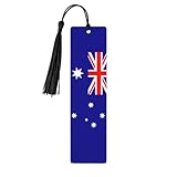 segnalibri con stampa bandiera australiana, 5 segnalibri in legno con nappe, regali per gli amanti dei libri