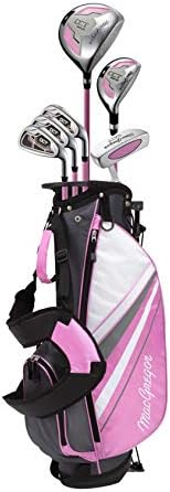 MacGregor Golf Junior Girls DCT3000 Premium Golf Club & Stand Bag Package Set, Pink/White, Right Hand 9-12 Years