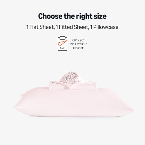 Image of Amazon Basics Cooling Sheets, 3-Piece Bed Sheet Set for Summer, Soft and Breathable for Hot Sleepers, Bedding with 1 Deep Pocket Fitted Sheet, 1 Flat Sheet, and 1 Pillowcase, Twin, Pink