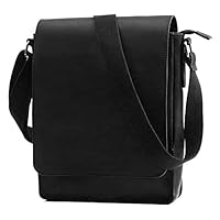 Leathario Herren Umhängetasche Schultertasche Leder 9.7Zoll Ipad mit 5 Steckfächern 25 x 7 x 31 cm für Alltage Freizeit