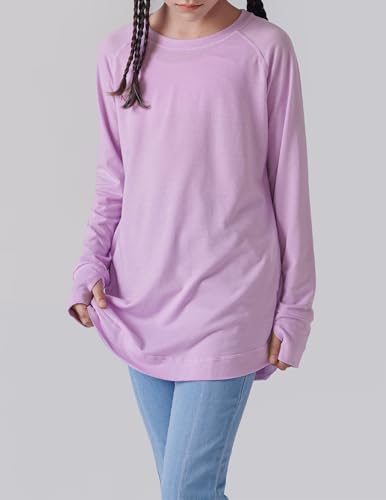 Image of Liberty Pro 2-Pack Girls' Loose Fit Long Sleeve Tunic Tops with Pockets and Thumb Holes, Casual T Shirts for Tween Kids