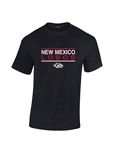New Mexico Lobos College Short Sleeve 100% Cotton Tee, Black, XL