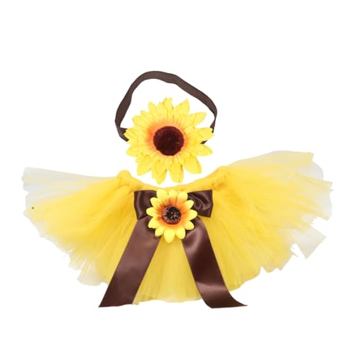 KOMBIUDA 1Set Girl Tutu Dress Outfit with Headband Soft Photography Clothes for Showers and
