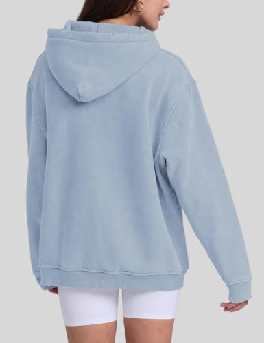 Image of FAIABLE Womens Oversized Acid Wash Hoodie Unisex Heavyweight Fleece Cotton Hoodies Vintage Washed Sweatshirt for Women