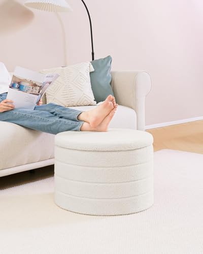 Tabouret rangement pliable 56x56 cm blanc Bailey
