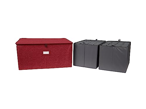 Covermates Keepsakes China Cups and Coffee Mugs Storage Box – Stackable, Reinforced Handles, China Storage, Red Heather