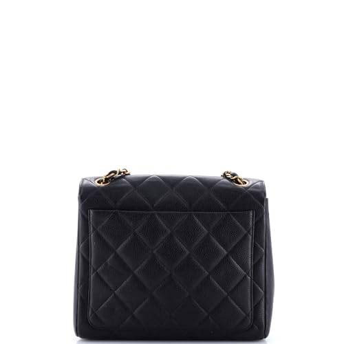Pre-Loved Vintage Square CC Flap Bag Quilted Caviar Small, Black3