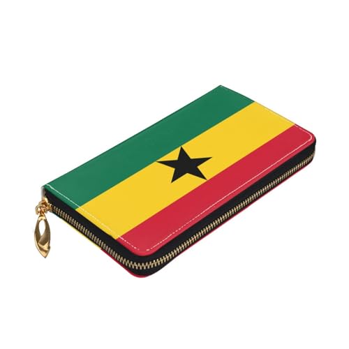 Flag of Ghana Long leather wallet - with zipper - portable and waterproof, suitable for office, study and daily use3