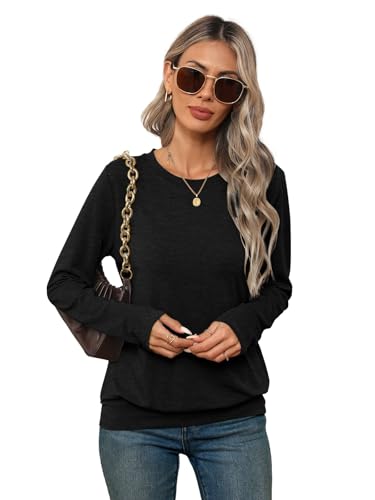Womens Long Sleeve Shirts Casual Banded Hem Tops Basic Tees Spring Fall Clothes 20254