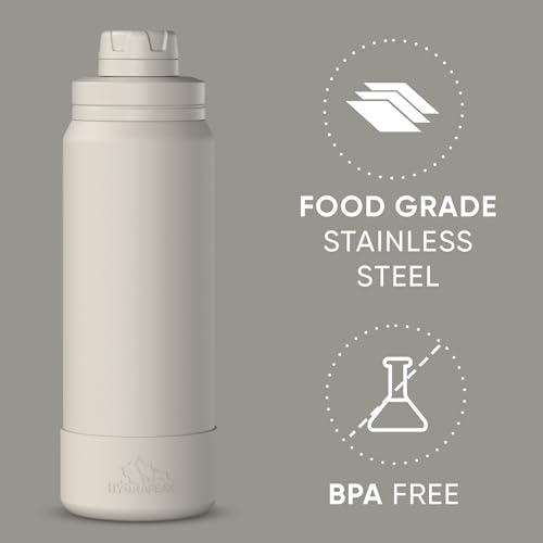Hydrapeak Botella Deportiva Aislada de Agua 26oz con Tapa Chug, Antiderrames, Conserva Bebidas Frías 24 Horas y Calientes 12 Horas, Acero Inoxidable Premium (26oz, Piedra) miniatura 4