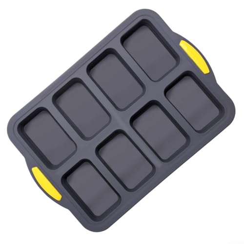 ZWEquipint Molde de silicona antiadherente con 8 cavidades, marco de metal, bandeja para hornear brownies con asas, para panecillos, tartas de queso, utensilios de cocina