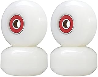 SPORTYOUTH Skateboard Wheels 52mm and Bearings Spacers Set, 95A Hard Wheels for Street Skateboard Tricks Cruiser, Pack of 4, White