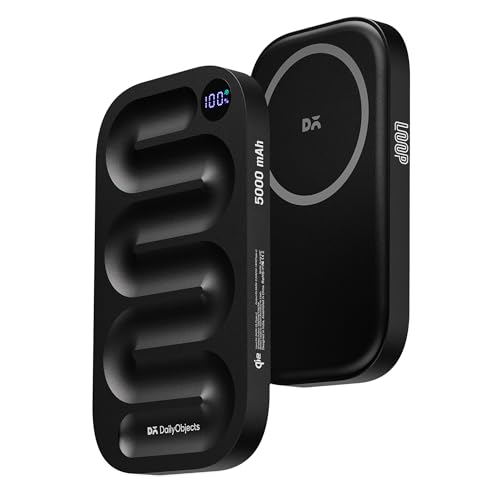 Image of DailyObjects Loop Qi2 Certified Mag-Safe Compatible Aluminium Wireless Power Bank|5000 Mah|Fast Charging 20W| Compatible with Samsung /OnePlus /iPhone 12 /13 /14 /15 /16 /Pro Max|Sleek & Light - Black
