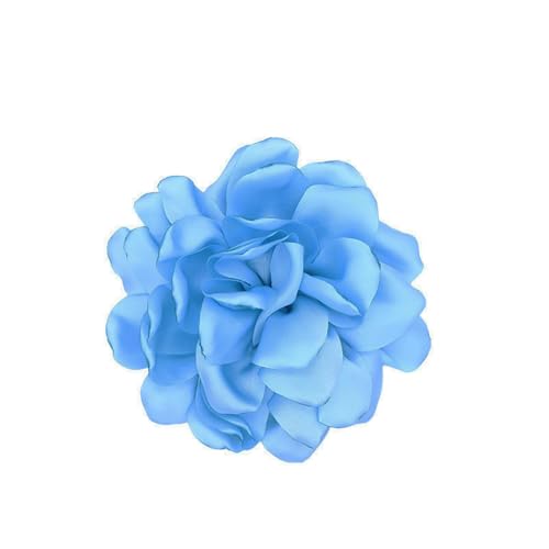 Image of Large Camellia Satin Fabric Flower Brooch Pins Hairpin for Women,ladies. (Blue)