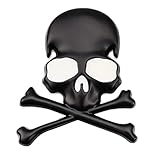 3D Skeleton Skull Emblem Car Side Rear Front Hood Trunk Door Fender Bumper Tail Box Car Motorcycle Personality Decoration Metal Badge Decal Sticker (1 PCS, Black)