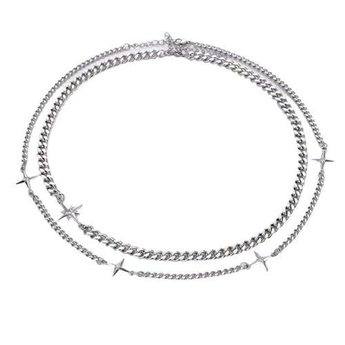 Two Piece Y2k Irregular Starlight Necklace for Women Snake Bone Chain Pendant Jewelry Collar Chain Blue2