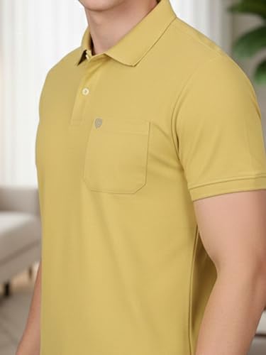 Image of Lux Cozi Men's Cotton Blend Polo T-Shirt with Chest Pocket | Collar T-Shirts for Men | Half Sleeves | Plain - Regular Fit (Pack of 2)