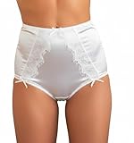 Culotte taille haute en satin et dentelle style vintage en noir, rose ou blanc, blanc, M