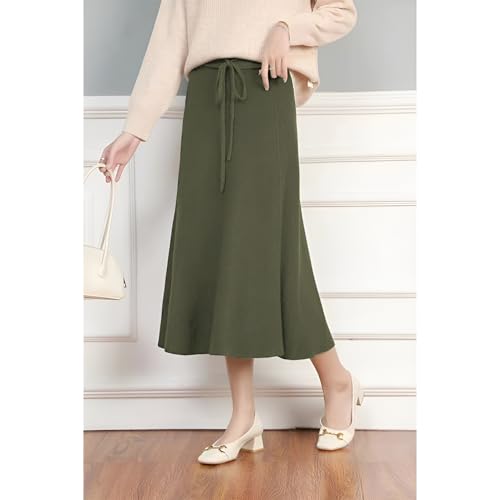 rismart Women High Waist Skirt Maxi Long Ankle Length Casual Cotton Blend Skirts XS-4XL3