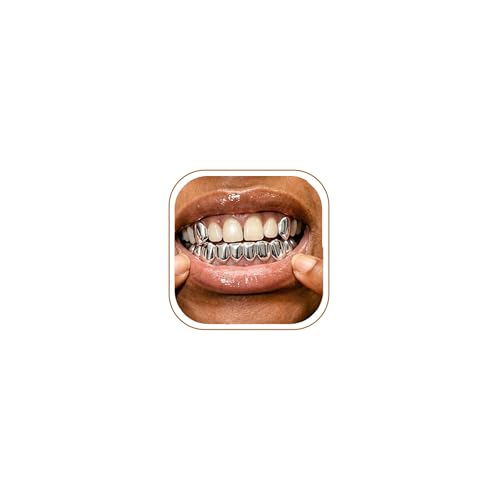 Longita 1set Silver Grills for Your Teeth Grillz for Women Teeth Men Silver Tooth Cap Grillz for Women Mouth Grills Upper Lower Tooth Jewelry Hip Hop Freaknik Outfits Custom Accessory Halloween Party