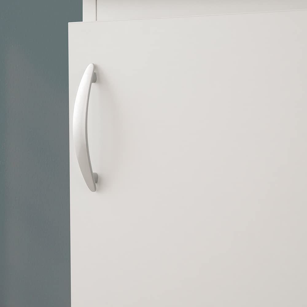 Mobile lavatoio lavanderia in legno con vasca in resina resistente agli acidi, completo di asse di lavaggio e kit sifone + piletta (Bianco, 45x50 cm 1 anta)