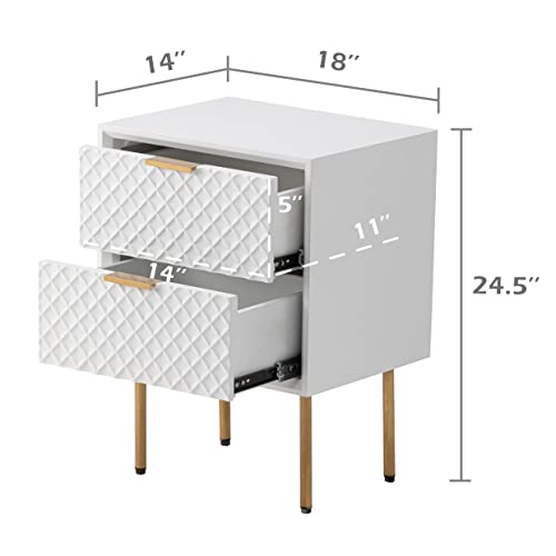 COZAYH Modern 2Drawer Nightstand, Contemporary Side Table, Retro