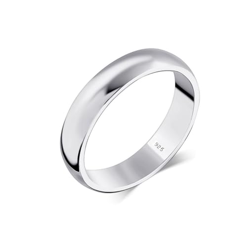 Savlano 925 Sterling Silver 5MM Half - Round Wedding Band Ring for Women and Men Comes in 5-14 Sizes with Gift Box - Made in Italy