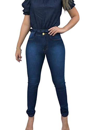 Calça Jeans Feminina New Mark Skinny Levanta Bumbum (44, Azul Escuro)