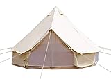 Sport Tent-Wasserdicht Schimmelresistent Tipi Zelt (Teepee) Indianerzelt 3-12 Personen Familien aus Baumwolle Große Luxus Camping Zelt Ideal für Urlaube Feste Feiern Hochzeit 6M Beige