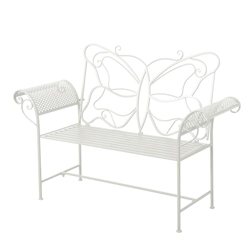 Banc de jardin extérieur en fer forgé avec accoudoirs