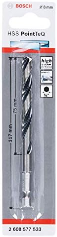 Bosch Professional 5pc PointTeQ Hex Drill Bit Set (for Metal, Ø: 2-6 mm, Total Length: 60-98 mm, ¼ Hex Shank, Accessory for Impact Drivers and Drill Drivers)