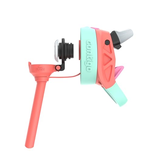 Image of Contigo Autospout Kids Water Bottle, 14oz, Pack of 1, Coral /Llamas