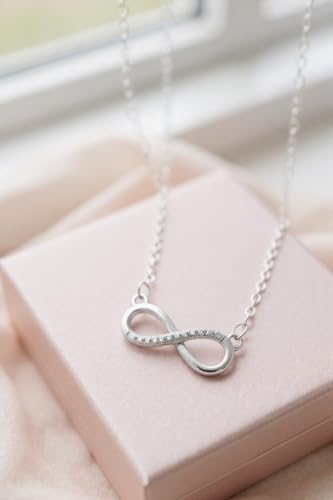 Image of Nilu's Collection Infinity Pendant Necklace with American Diamond Stones For Women| Lightweight | Anti-Tarnish | Anti- Tarnish | Office Wear