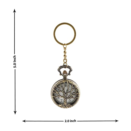 Image of AUGEN Premium Pocket Watch Metal Keychain Tree Retro Vintage for Gifting With Key Ring Anti-Rust (Pack Of 1)