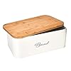Alhom Bread Box/Keeper/Holder/Bin for Kitchen Counter, Countertop,Corner With Bamboo Cutting Board Lid, Metal, Rustic, Vintage,Farmhouse Style